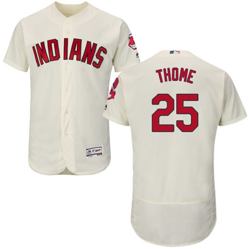 Indians #25 Jim Thome Cream Flexbase Authentic Collection Stitched MLB Jersey - Click Image to Close
